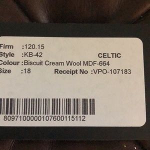 Celtic and CO suede biscuit cream wool MDF-664, Style KB-42, size 18